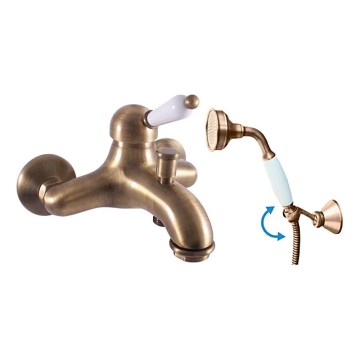RAV Slezák L554.5/2SM - LABE RETRO bath set with mixer tap, antique brass finish