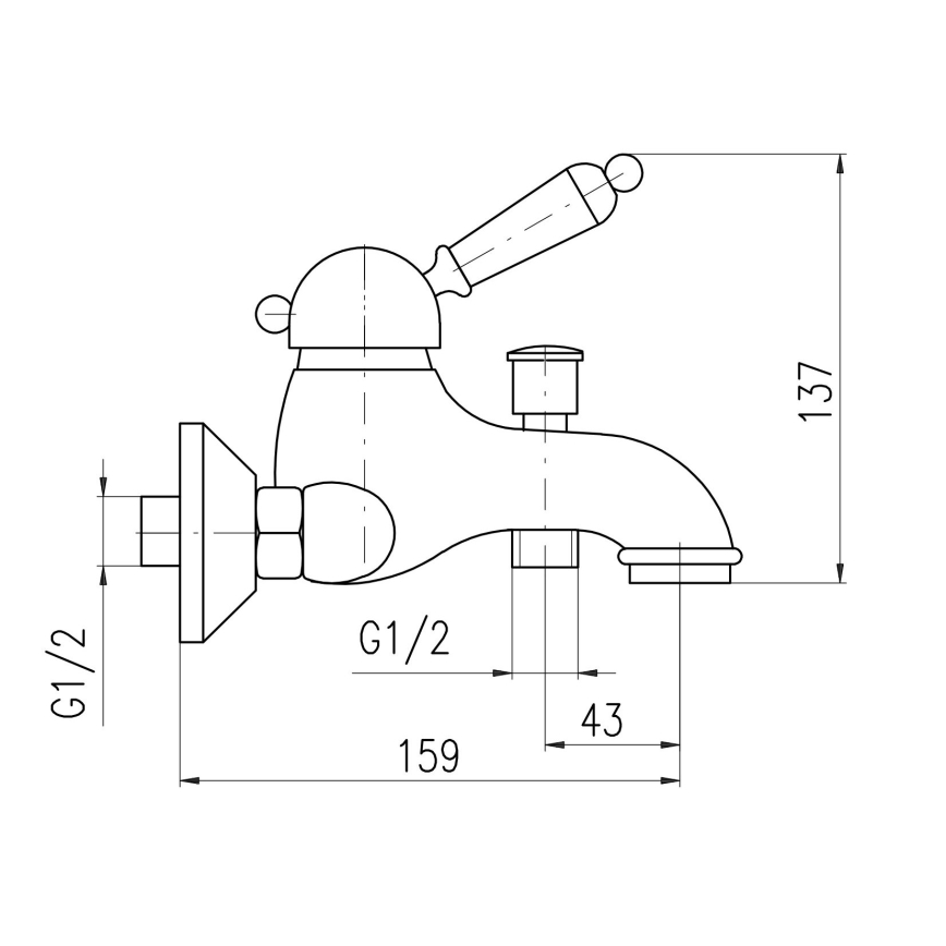 RAV Slezák L554.5CMAT - LABE RETRO Bathtub mixer 13.7 cm Matte Black