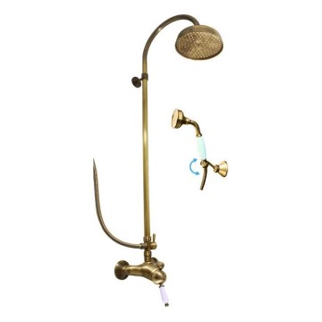RAV Slezák L581.5/3SM - Shower set with LABE RETRO mixer tap, antique brass