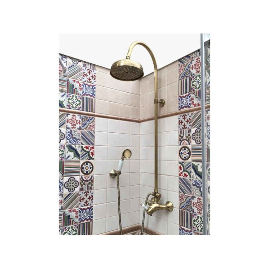 RAV Slezák L581.5/3SM - Shower set with LABE RETRO mixer tap, antique brass