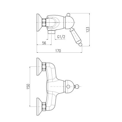 RAV Slezák L581.5CMAT - LABE RETRO 12.3 cm Matte Black Shower Mixer