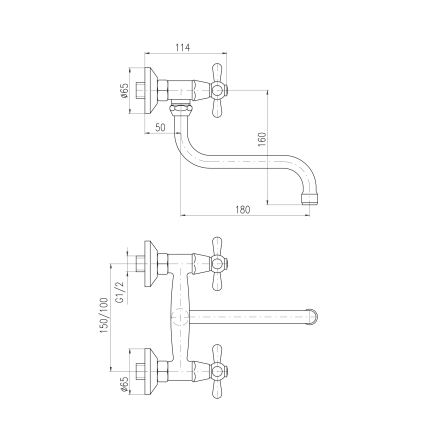 RAV Slezák MK101.5/21 - MORAVA RETRO Sink/Basin Mixer, Polished Chrome