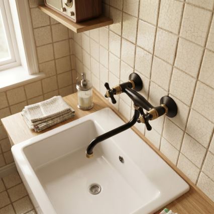 RAV Slezák MK101.5/21CMATSM - MORAVA RETRO sink/basin faucet black/brass
