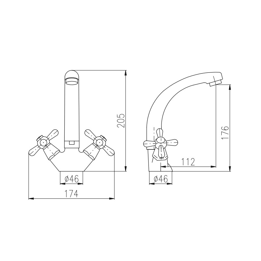 RAV Slezák MK120.0/2 - MORAVA 20.5 cm Basin Mixer, Polished Chrome
