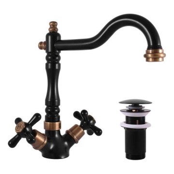 RAV Slezák MK121.0/8CMATSM - Washbasin mixer + MORAVA RETRO 22.4 cm spout, black/brass