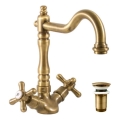 RAV Slezák MK121.0/8SM - Sink/Basin Mixer + MORAVA RETRO 22,4 cm Drain, Antique Brass