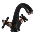 RAV Slezák MK128.0CMATSM - MORAVA RETRO 16 cm basin mixer, black/brass