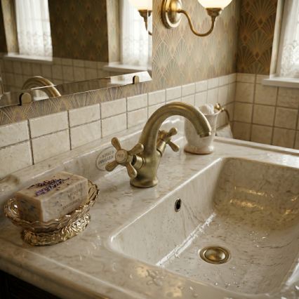 RAV Slezák MK128.0SM - MORAVA RETRO 16 cm basin mixer, antique brass