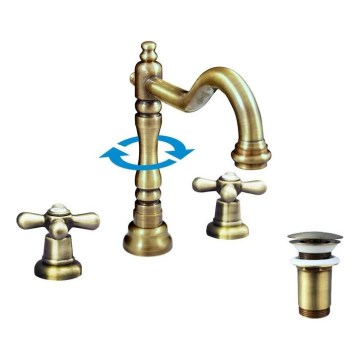 RAV Slezák MK132.0SM - Basin mixer with MORAVA RETRO drain, Antique Brass