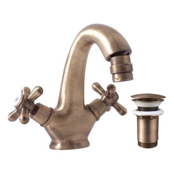RAV Slezák MK143.0SM - Bidet mixer + drain MORAVA RETRO 16 cm antique brass