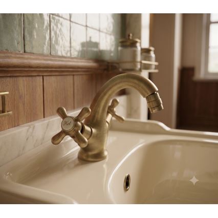 RAV Slezák MK143.0SM - Bidet mixer + drain MORAVA RETRO 16 cm antique brass