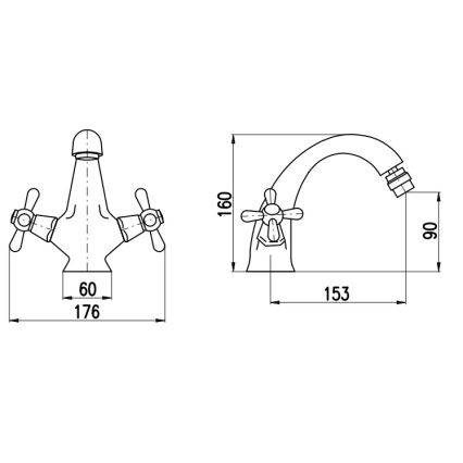 RAV Slezák MK143.0SM - Bidet mixer + drain MORAVA RETRO 16 cm antique brass