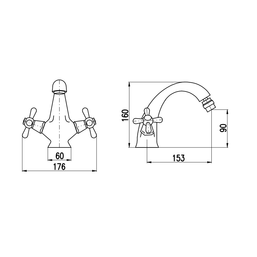 RAV Slezák MK143.0SM - Bidet mixer + drain MORAVA RETRO 16 cm antique brass