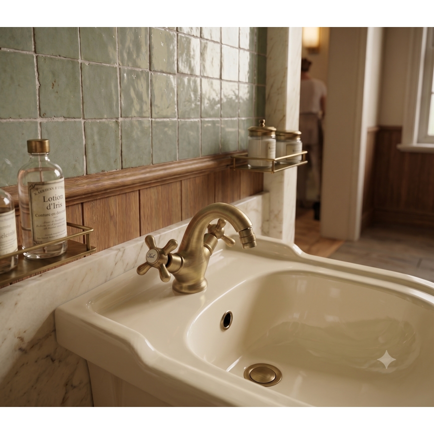 RAV Slezák MK143.0SM - Bidet mixer + drain MORAVA RETRO 16 cm antique brass