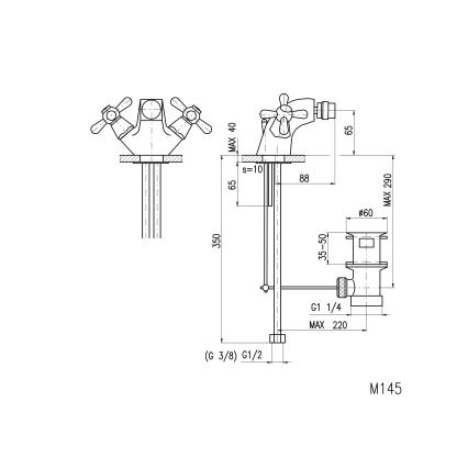 RAV Slezák MK145.0 - Bidet mixer + MORAVA 6.5 cm waste, polished chrome