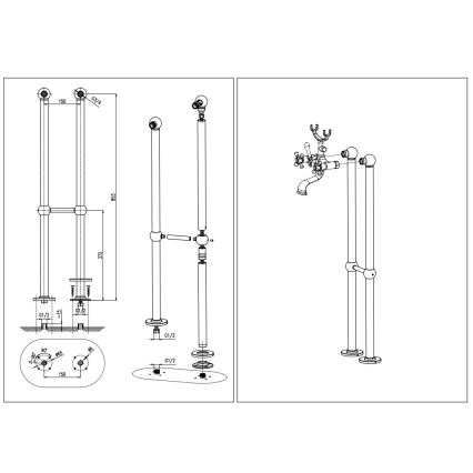 RAV Slezák MK150.5/2CMATSM - MORAVA RETRO bathtub set with mixer tap, black/brass