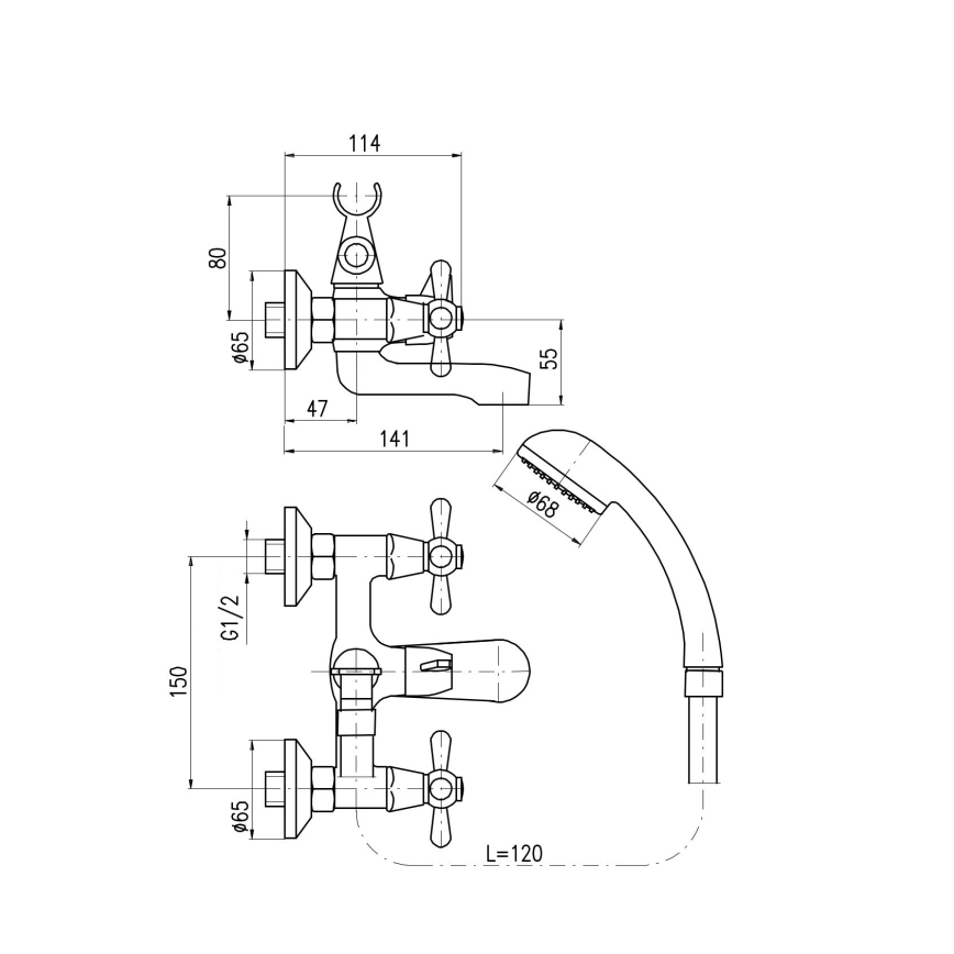 RAV Slezák MK154.5/1 - MORAVA bath set with mixer, polished chrome