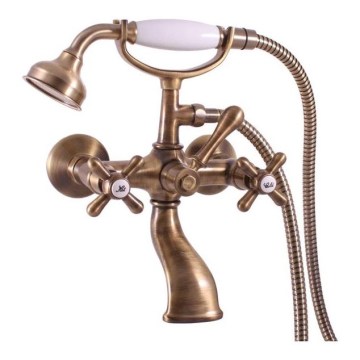 RAV Slezák MK159.5/2SM - MORAVA RETRO bath set with mixer tap in antique brass finish