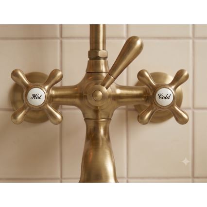 RAV Slezák MK159.5/2SM - MORAVA RETRO bath set with mixer tap in antique brass finish