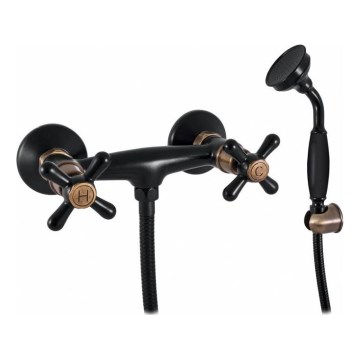 RAV Slezák MK180.5/1CMATSM - Shower set with MORAVA RETRO mixer tap, black/brass