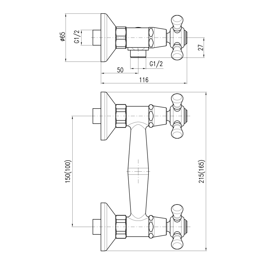 RAV Slezák MK180.5/1CMATSM - Shower set with MORAVA RETRO mixer tap, black/brass