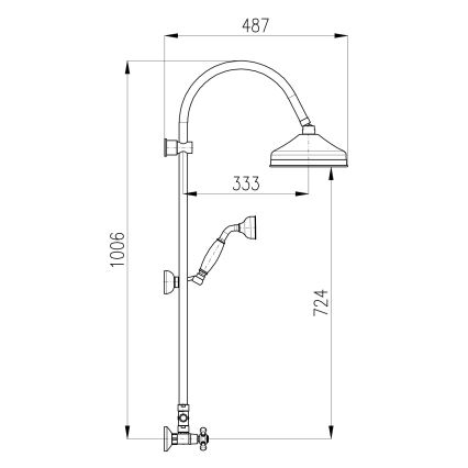 RAV Slezák MK181.5/3SM - MORAVA RETRO shower set with mixer, antique brass