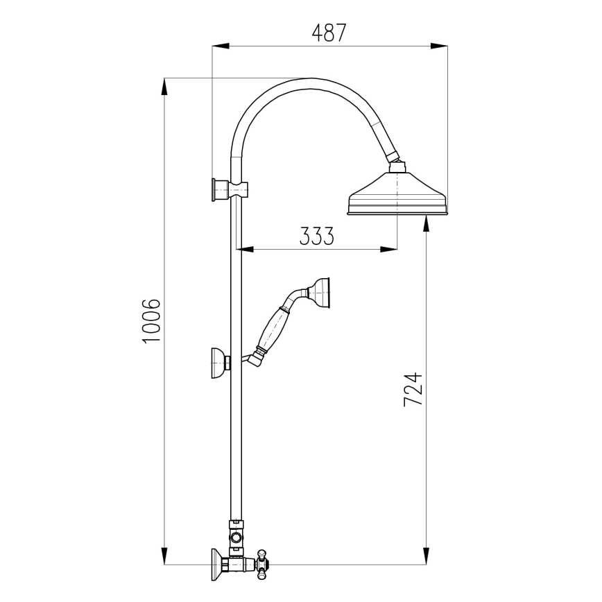 RAV Slezák MK181.5/3SM - MORAVA RETRO shower set with mixer, antique brass
