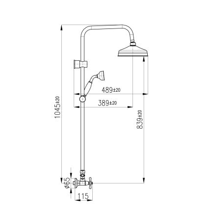 RAV Slezák MK181.5/7CMATSM - MORAVA RETRO shower set with mixer tap, black/brass