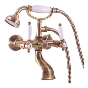 RAV Slezák MK559.5/2SM - MORAVA RETRO bath set with mixer tap, antique brass