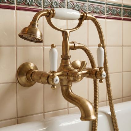 RAV Slezák MK559.5/2SM - MORAVA RETRO bath set with mixer tap, antique brass