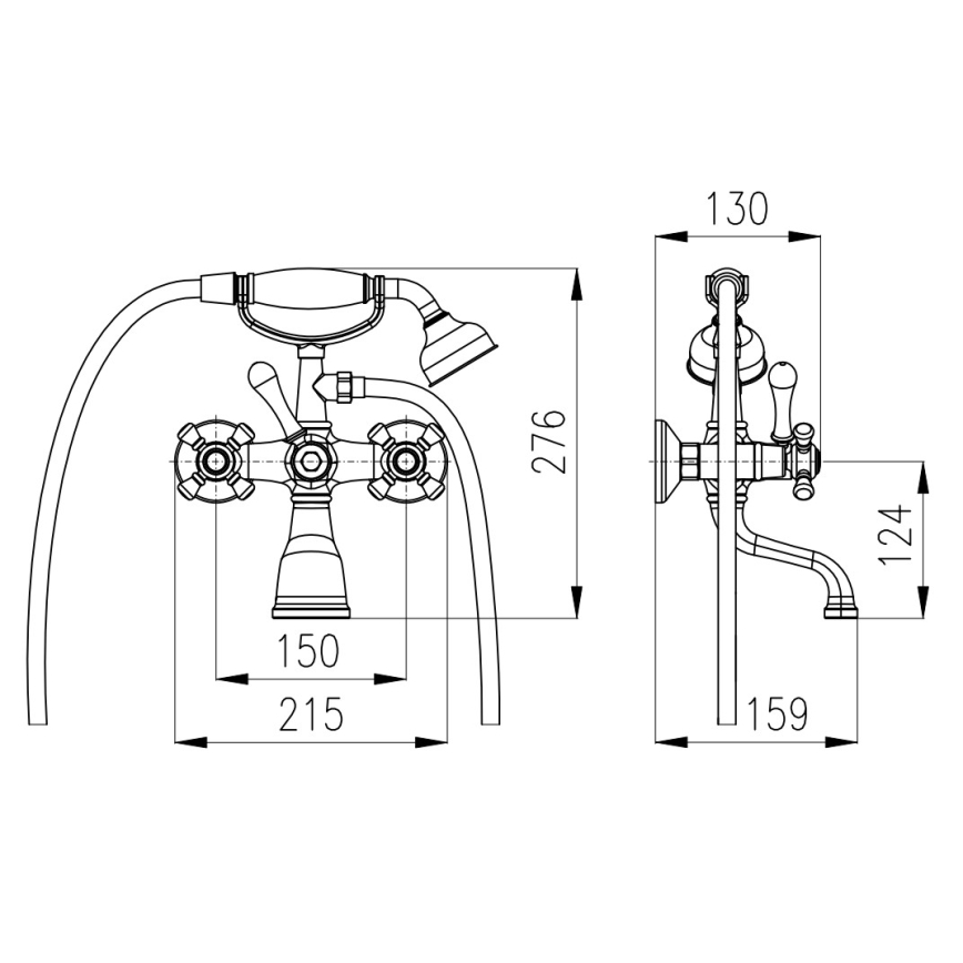 RAV Slezák MK559.5/2SM - MORAVA RETRO bath set with mixer tap, antique brass