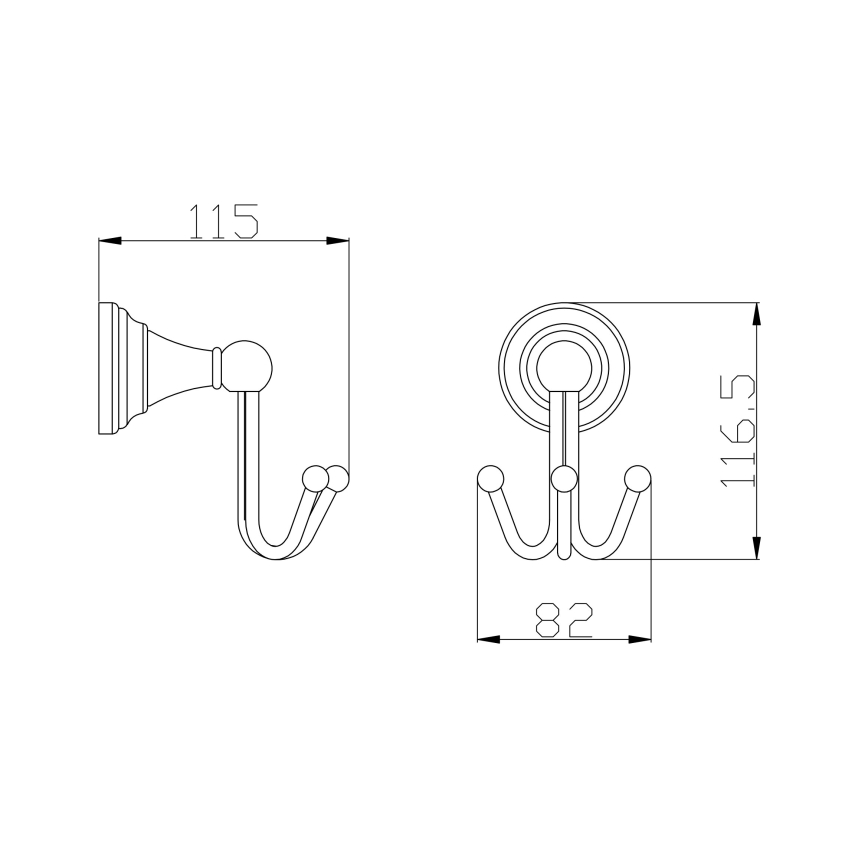 RAV Slezák MKA0105SM - MORAVA RETRO Wall-Mounted Hook, Antique Brass