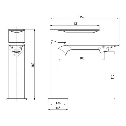 RAV Slezák NL126.0MGK - NIL 16.2 cm washbasin faucet, brushed gray