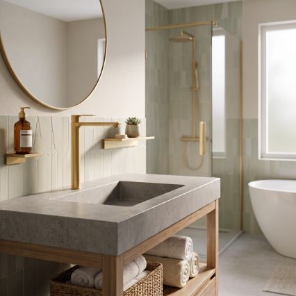 RAV Slezák NL130.0ZK - NIL Washbasin Mixer, 31.2 cm, Brushed Gold