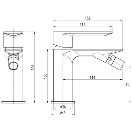 RAV Slezák NL144.0ZRK - NIL 13.6 cm Bidet Mixer, Brushed Rose Gold