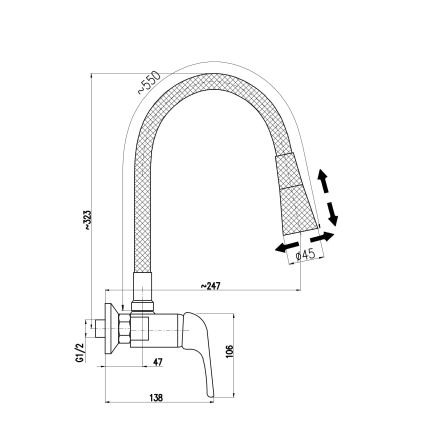 RAV Slezák SA002.5/13 - Kitchen sink mixer tap SAZAVA 32.3 cm black/polished chrome