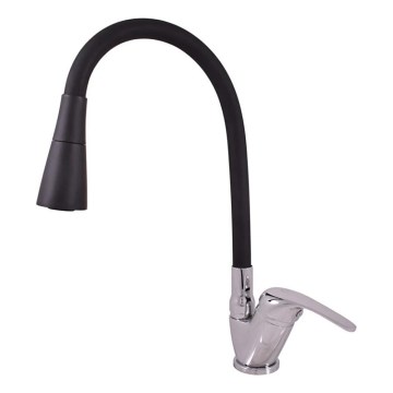 RAV Slezák SA006.0/13 - Kitchen sink faucet with flexible spout SAZAVA 35.6 cm black/polished chrome