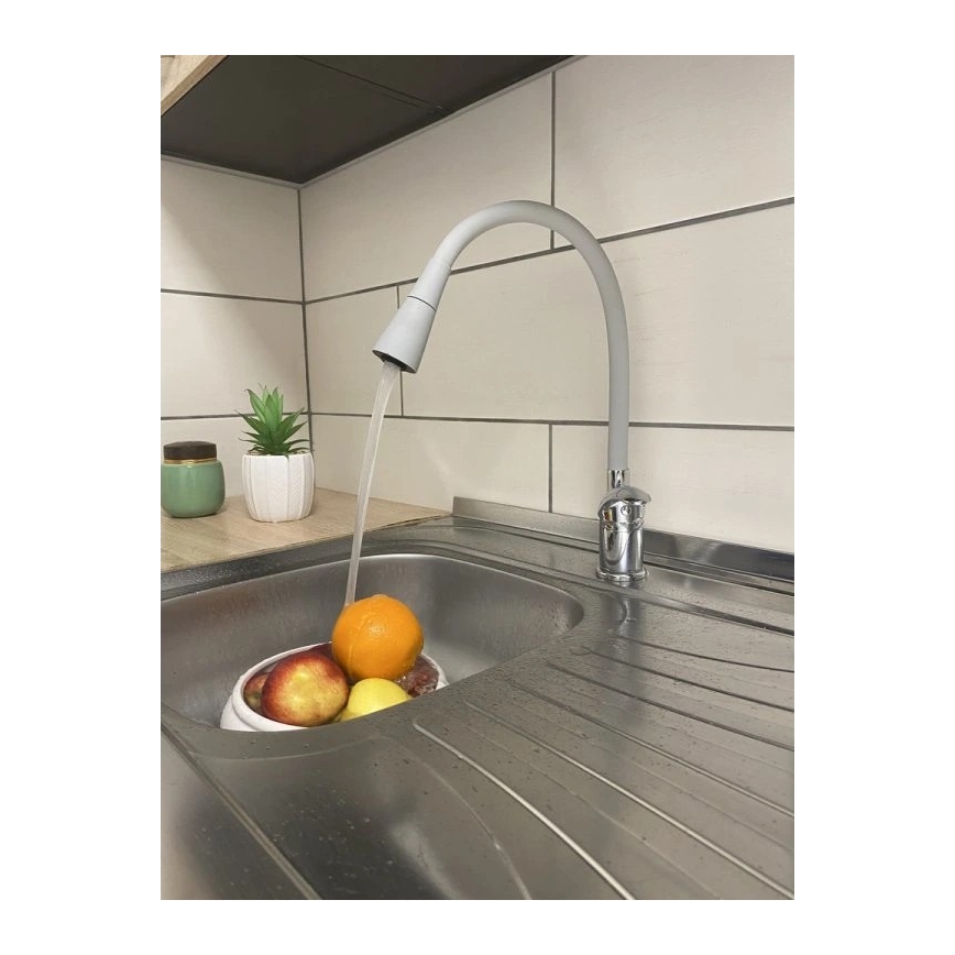 RAV Slezák SA006.0/13S - Kitchen sink faucet with flexible spout SAZAVA 35.6 cm gray/polished chrome