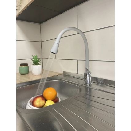 RAV Slezák SA006.0/13S - Kitchen sink faucet with flexible spout SAZAVA 35.6 cm gray/polished chrome