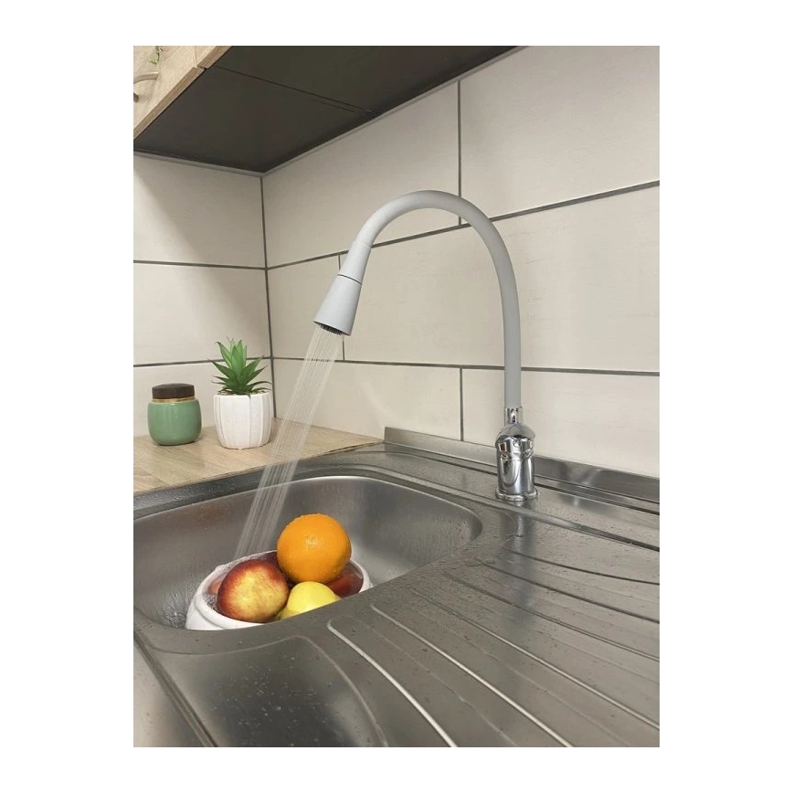 RAV Slezák SA006.0/13S - Kitchen sink faucet with flexible spout SAZAVA 35.6 cm gray/polished chrome