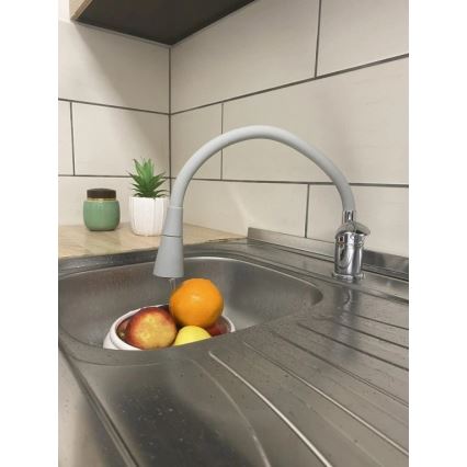 RAV Slezák SA006.0/13S - Kitchen sink faucet with flexible spout SAZAVA 35.6 cm gray/polished chrome
