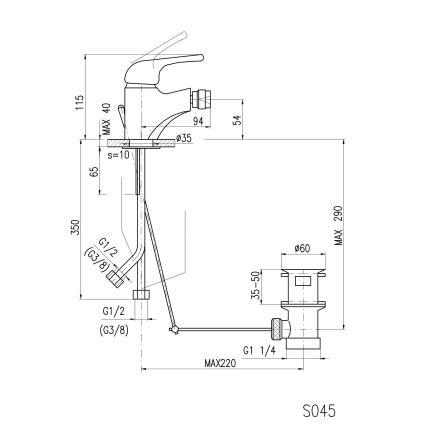 RAV Slezák SA045.0 - Bidet faucet + pop-up waste SAZAVA 11,5 cm polished chrome