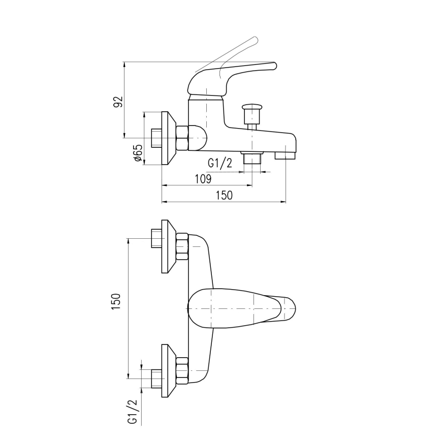 RAV Slezák SA054.5 - SAZAVA Bath Mixer, Polished Chrome