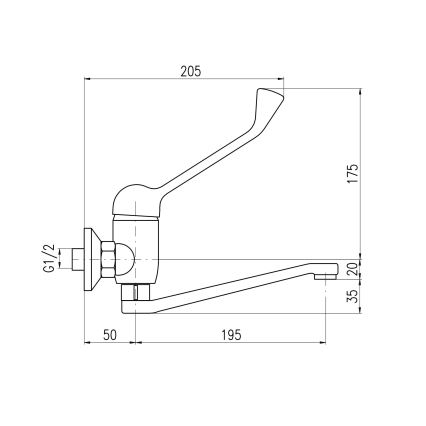 RAV Slezák SA601.5/26 - Washbasin mixer with medical lever SAZAVA 23 cm polished chrome