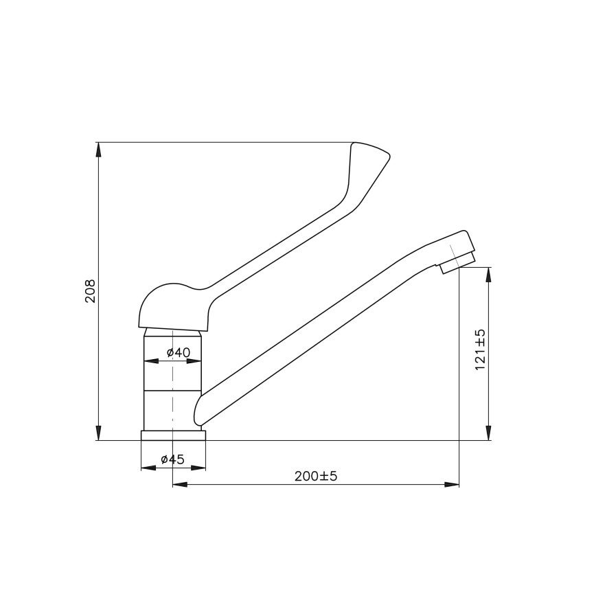 RAV Slezák SA605.0 - Washbasin mixer with medical lever SAZAVA 20.8 cm polished chrome