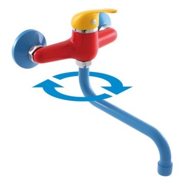 RAV Slezák SAJ001.5/21 - JUNIOR Basin Mixer Tap, red/blue/yellow