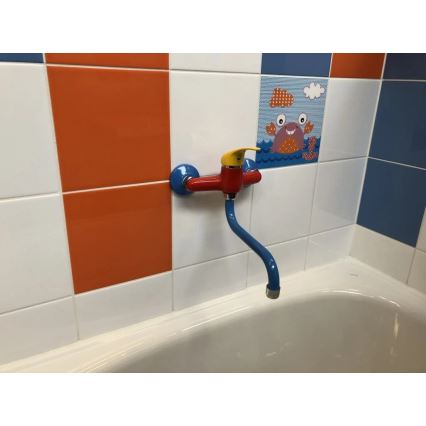 RAV Slezák SAJ001.5/21 - JUNIOR Basin Mixer Tap, red/blue/yellow