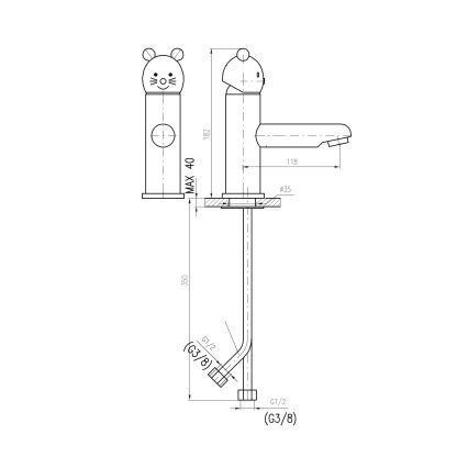 RAV Slezák SE326.0 - JUNIOR 18.2 cm Basin Mixer, Red/Blue