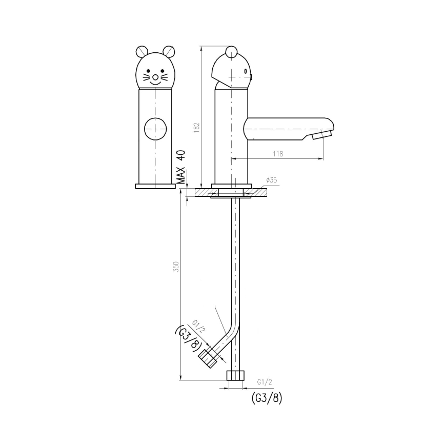RAV Slezák SE326.0 - JUNIOR 18.2 cm Basin Mixer, Red/Blue