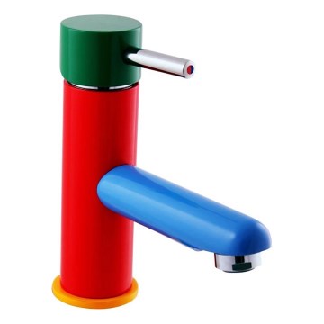 RAV Slezák SE426.0 - JUNIOR 15.7 cm Basin Mixer, Red/Blue/Green